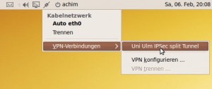 Eingerichtetes VPN auswählen